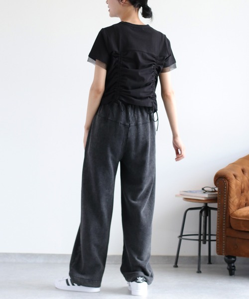 cepo(セポ)の「フロント&バックシャーリング ドロストショートスリーブTee(Tシャツ/カットソー・レディース・ブラック/キャメル/オフホワイト・M)」の22枚目の写真
