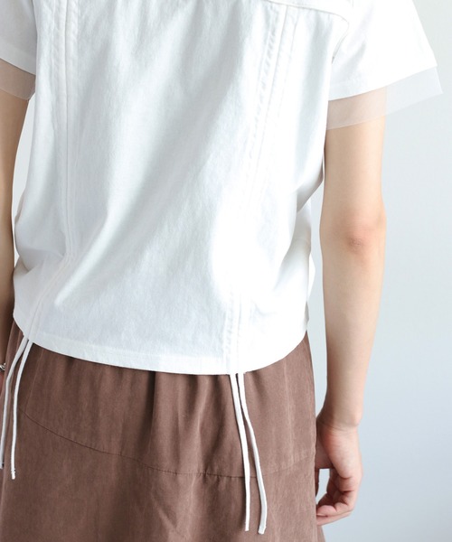 cepo(セポ)の「フロント&バックシャーリング ドロストショートスリーブTee(Tシャツ/カットソー・レディース・ブラック/キャメル/オフホワイト・M)」の10枚目の写真