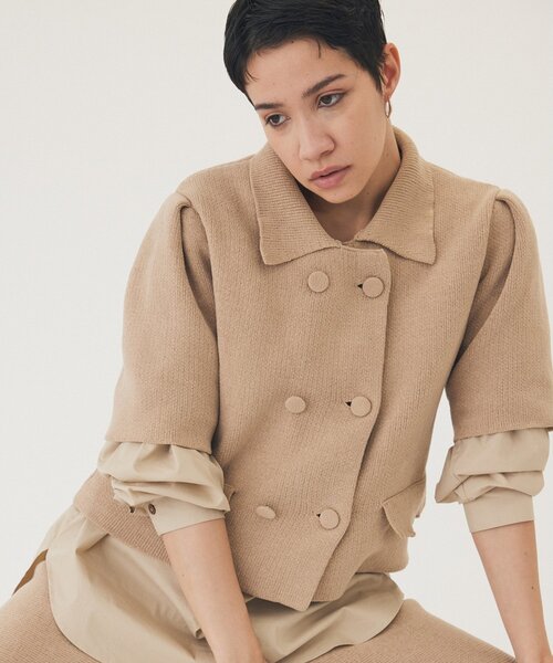 THE PAUSE（ザ ポーズ）の「【THE PAUSE】ベロアニットショートカーディガン（カーディガン/ボレロ・レディース・ベージュ/ブラック・FREE）」の10枚目の写真