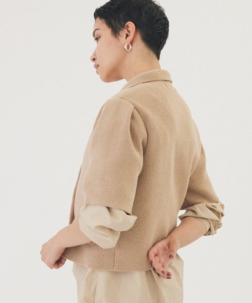 THE PAUSE（ザ ポーズ）の「【THE PAUSE】ベロアニットショートカーディガン（カーディガン/ボレロ・レディース・ベージュ/ブラック・FREE）」の6枚目の写真