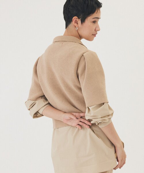 THE PAUSE（ザ ポーズ）の「【THE PAUSE】ベロアニットショートカーディガン（カーディガン/ボレロ・レディース・ベージュ/ブラック・FREE）」の7枚目の写真