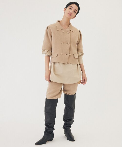 THE PAUSE（ザ ポーズ）の「【THE PAUSE】ベロアニットショートカーディガン（カーディガン/ボレロ・レディース・ベージュ/ブラック・FREE）」の9枚目の写真