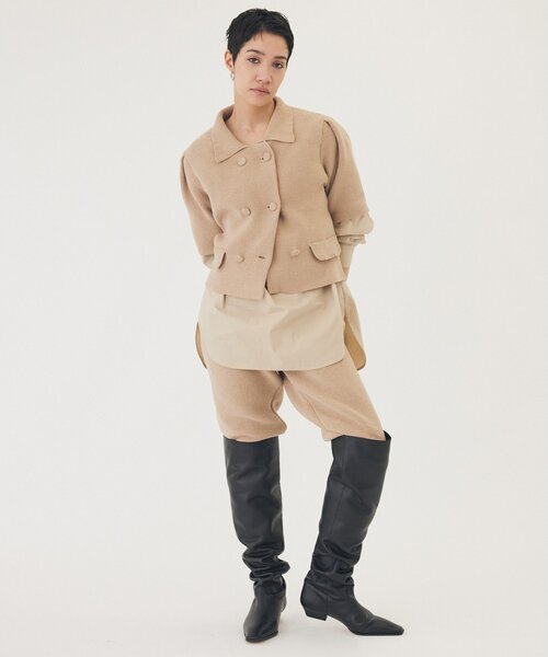 THE PAUSE（ザ ポーズ）の「【THE PAUSE】ベロアニットショートカーディガン（カーディガン/ボレロ・レディース・ベージュ/ブラック・FREE）」の4枚目の写真