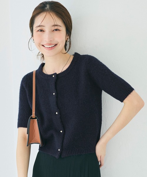 coca(coca)(コカ)の「ゴールドボタン半袖ニットカーディガン(カーディガン/ボレロ・レディース・ライトピンク/ライトベージュ/ネイビー/チャコール・S/M/L)」の1枚目の写真