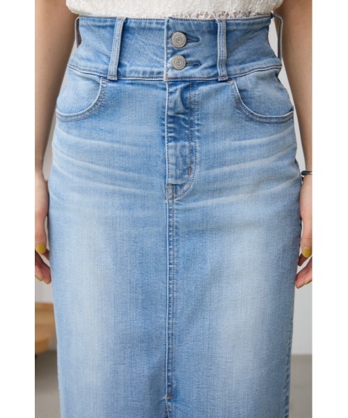 AZUL by moussy（アズールバイマウジー）の「AZUL DENIM ハイウエストスカート（デニムスカート・レディース・ライトブルー・X-SMALL/LARGE/SMALL/MEDIUM）」の8枚目の写真