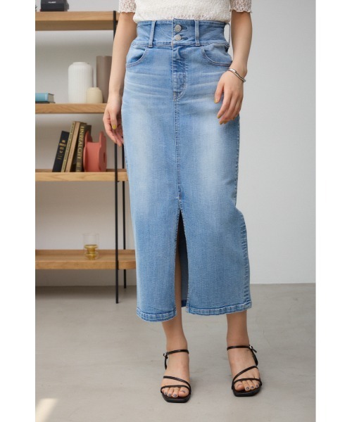 AZUL by moussy(アズールバイマウジー)の「【サイズ,身長別画像あり】AZUL DENIM ハイウエストスカート(デニムスカート・レディース・ライトブルー・X-SMALL/LARGE/SMALL/MEDIUM)」の12枚目の写真