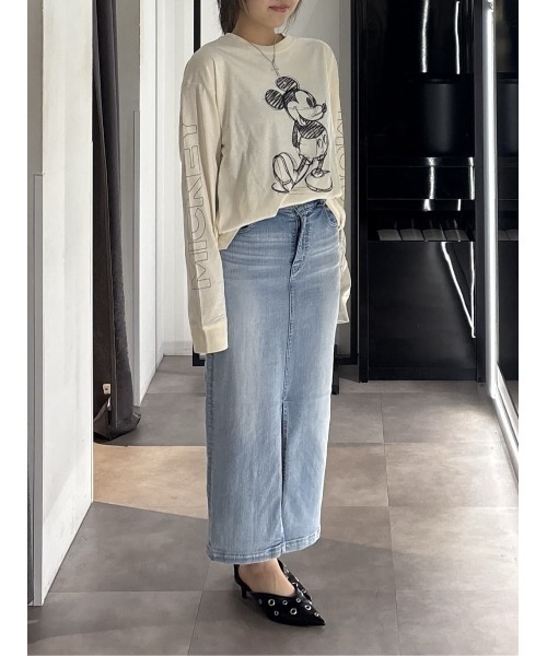 AZUL by moussy(アズールバイマウジー)の「【サイズ,身長別画像あり】AZUL DENIM ハイウエストスカート(デニムスカート・レディース・ライトブルー・X-SMALL/LARGE/SMALL/MEDIUM)」の14枚目の写真