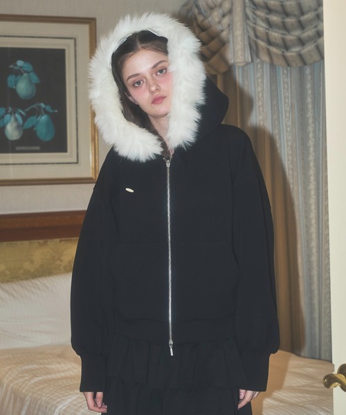 セール】【初回即完】ファーフードもちっとボリュームパーカー