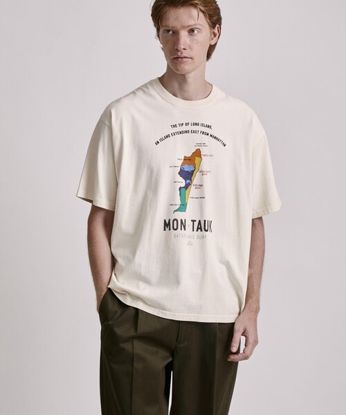 Saturdays NYC(サタデーズ ニューヨークシティ )の「Sunburned Souvenir Relaxed SS Tee(Tシャツ/カットソー・メンズ・オフホワイト/ブラック・L/M/S)」の1枚目の写真