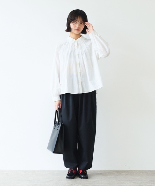 bulle de savon(ビュルデサボン)の「basic cotton タックブラウス(シャツ/ブラウス・レディース・ホワイト/ブルー/その他・FREE)」の11枚目の写真