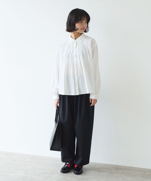 bulle de savon(ビュルデサボン)の「basic cotton タックブラウス(シャツ/ブラウス・レディース・ホワイト/ブルー/その他・FREE)」の12枚目の写真