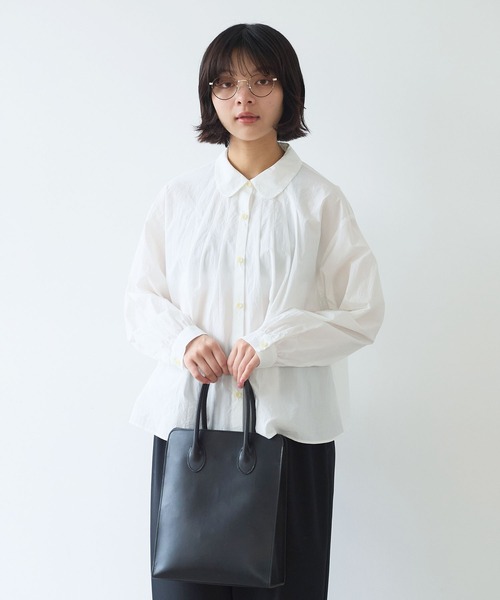 bulle de savon(ビュルデサボン)の「basic cotton タックブラウス(シャツ/ブラウス・レディース・ホワイト/ブルー/その他・FREE)」の5枚目の写真