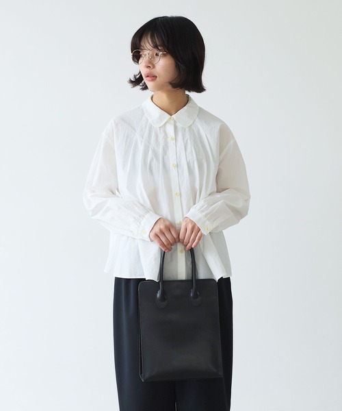bulle de savon(ビュルデサボン)の「basic cotton タックブラウス(シャツ/ブラウス・レディース・ホワイト/ブルー/その他・FREE)」の4枚目の写真
