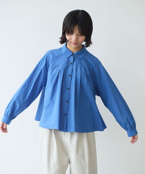bulle de savon(ビュルデサボン)の「basic cotton タックブラウス(シャツ/ブラウス・レディース・ホワイト/ブルー/その他・FREE)」の18枚目の写真
