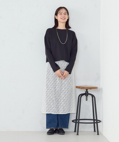 COMME CA ISM（コムサイズム）の「クロップド丈　ロンＴ（Tシャツ/カットソー・レディース・ブラック/ホワイト・X-LARGE/SMALL/LARGE/MEDIUM）」の9枚目の写真