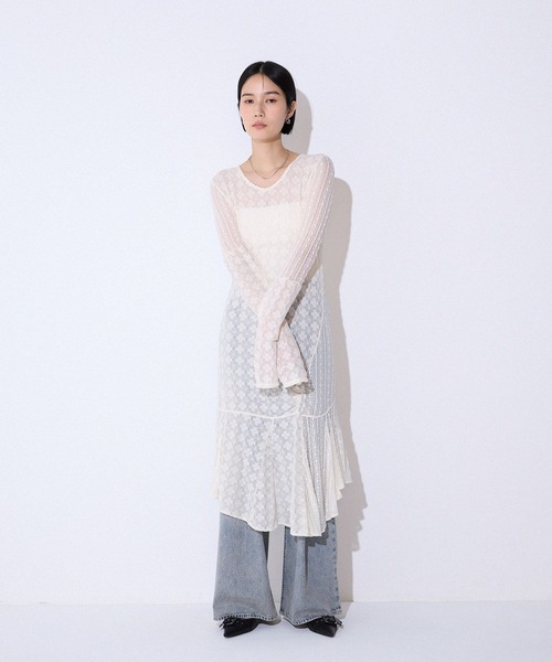 JEANASIS（ジーナシス）の「イレヘムレースミディワンピース/591135（ワンピース・レディース・オフホワイト/ブラック・FREE）」の11枚目の写真