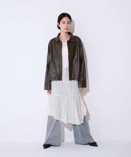 JEANASIS（ジーナシス）の「イレヘムレースミディワンピース/591135（ワンピース・レディース・オフホワイト/ブラック・FREE）」の14枚目の写真