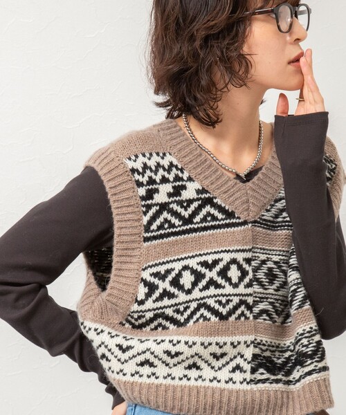 土日限定価格　akane　あむう　ノルディックベスト セール】ノルディック柄2WAYベスト（ベスト）｜NOLLEY'S（ノーリーズ