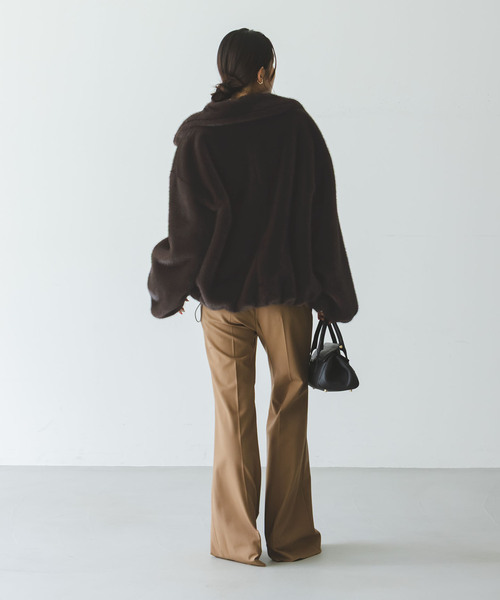 【新品タグ付】 NOBLE エコファースタンドカラーミドルブルゾン エコファースタンドカラーミドルブルゾン（その他ブルゾン／アウター