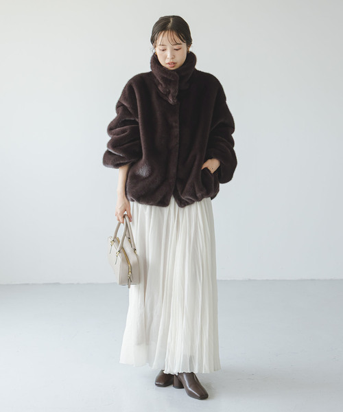 セール】エコファースタンドカラーミドルブルゾン（その他アウター