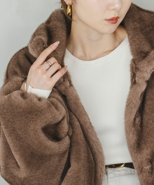 Noble（ノーブル）の「エコファースタンドカラーミドルブルゾン