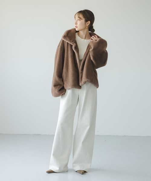 セール】エコファースタンドカラーミドルブルゾン（その他アウター