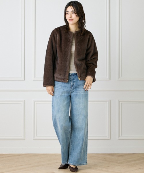 INED（イネド）の「エコファーブルゾン（ブルゾン・レディース・サンドグレー/ブラウン・9号）」の19枚目の写真