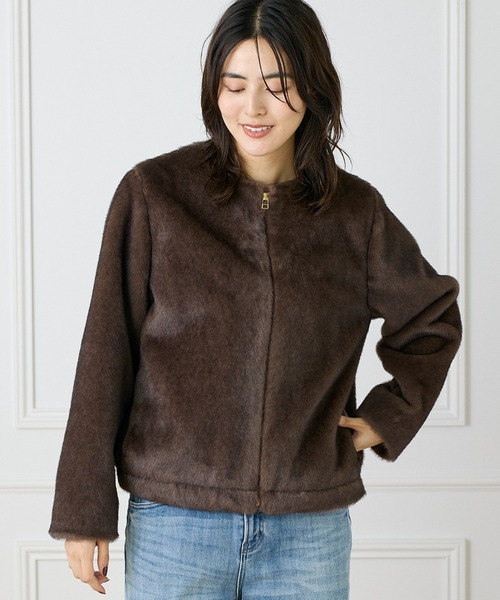 INED（イネド）の「エコファーブルゾン（ブルゾン・レディース・サンドグレー/ブラウン・9号）」の16枚目の写真