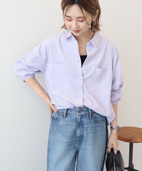 AMERICAN HOLIC（アメリカンホリック）の「Wポケットコーデュロイシャツ（シャツ/ブラウス・レディース・ダークブラウン/アイボリー/ブルー/グレイッシュベージュ/ライラック・M/L）」の5枚目の写真