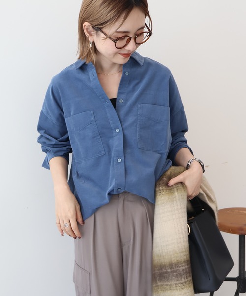 RILY コーデュロイシャツ　ブルー　Mサイズ RILY コーデュロイシャツ ブルー Mサイズ RiLY コーデュロイ シャツ 今