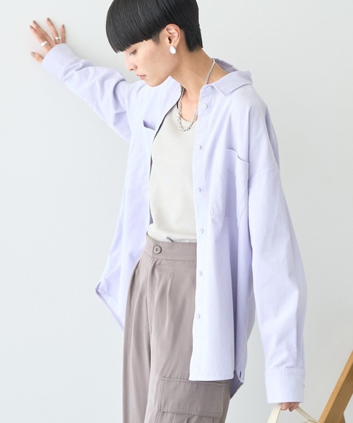 AMERICAN HOLIC（アメリカンホリック）の「Wポケットコーデュロイシャツ（シャツ/ブラウス・レディース・ダークブラウン/アイボリー/ブルー/グレイッシュベージュ/ライラック・M/L）」の18枚目の写真