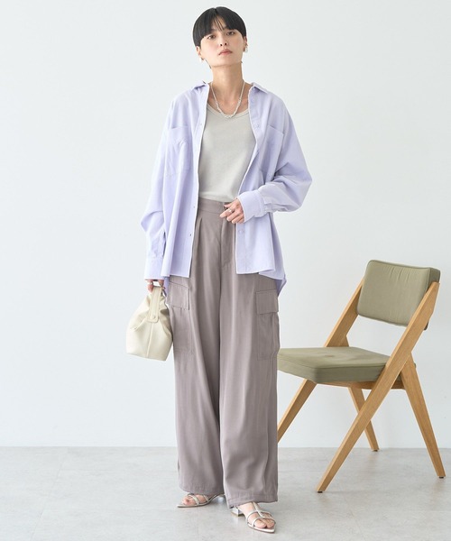 AMERICAN HOLIC（アメリカンホリック）の「Wポケットコーデュロイシャツ（シャツ/ブラウス・レディース・ダークブラウン/アイボリー/ブルー/グレイッシュベージュ/ライラック・M/L）」の16枚目の写真