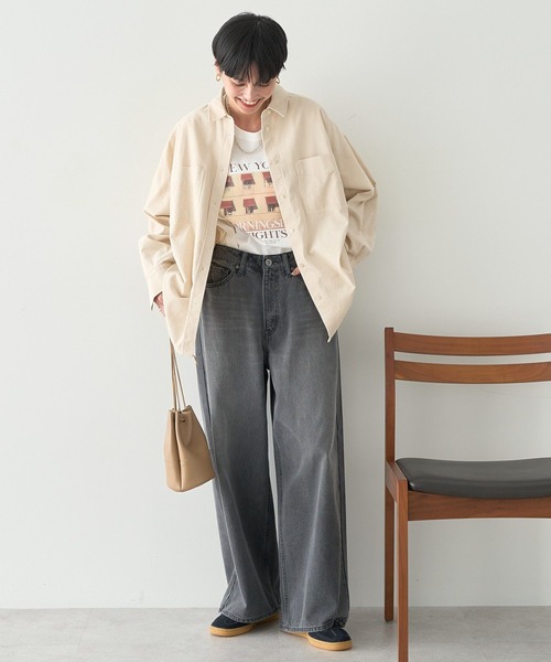 AMERICAN HOLIC（アメリカンホリック）の「Wポケットコーデュロイシャツ（シャツ/ブラウス・レディース・ダークブラウン/アイボリー/ブルー/グレイッシュベージュ/ライラック・M/L）」の6枚目の写真