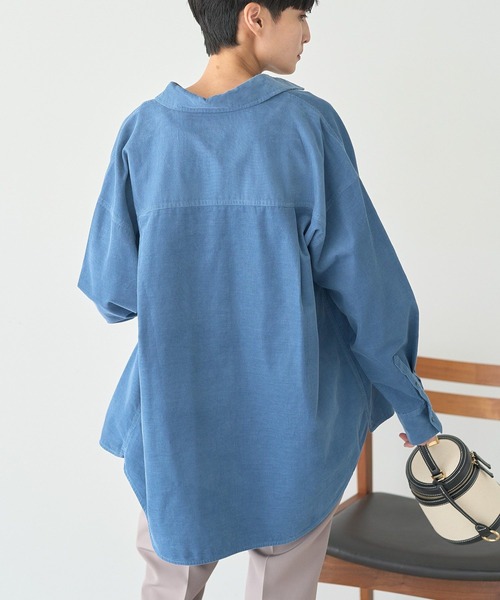 AMERICAN HOLIC（アメリカンホリック）の「Wポケットコーデュロイシャツ（シャツ/ブラウス・レディース・ダークブラウン/アイボリー/ブルー/グレイッシュベージュ/ライラック・M/L）」の8枚目の写真