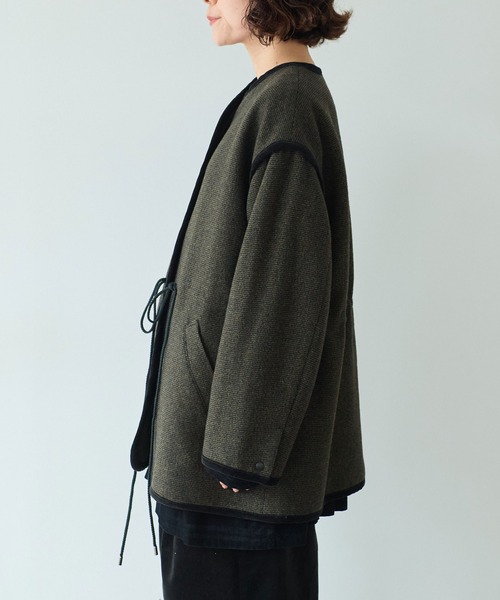 yuni(ユニ )の「△British wool micro check haoriコート(その他アウター・レディース・カーキ/ブラック・FREE)」の17枚目の写真