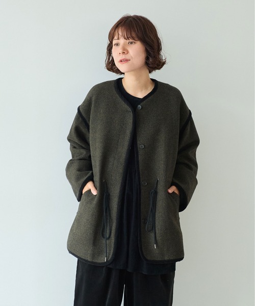 yuni(ユニ )の「△British wool micro check haoriコート(その他アウター・レディース・カーキ/ブラック・FREE)」の11枚目の写真