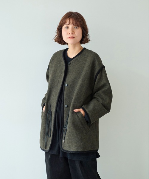 yuni(ユニ )の「△British wool micro check haoriコート(その他アウター・レディース・カーキ/ブラック・FREE)」の12枚目の写真