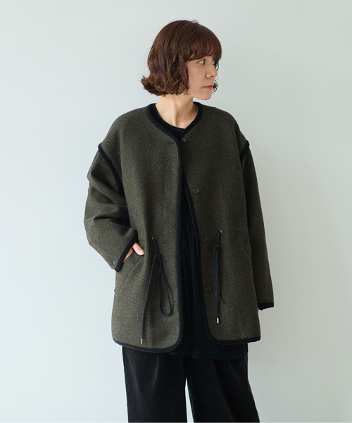 yuni(ユニ )の「△British wool micro check haoriコート(その他アウター・レディース・カーキ/ブラック・FREE)」の10枚目の写真