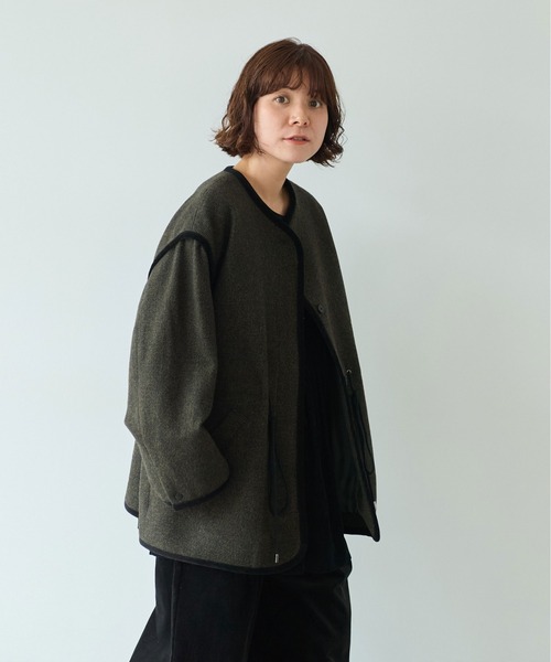 yuni(ユニ )の「△British wool micro check haoriコート(その他アウター・レディース・カーキ/ブラック・FREE)」の15枚目の写真
