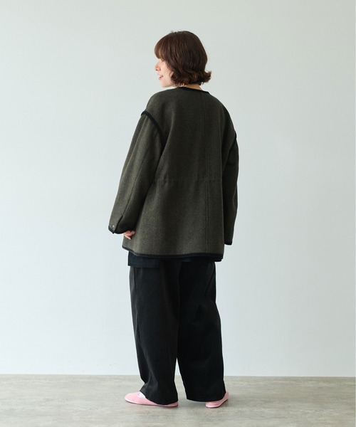 yuni(ユニ )の「△British wool micro check haoriコート(その他アウター・レディース・カーキ/ブラック・FREE)」の7枚目の写真