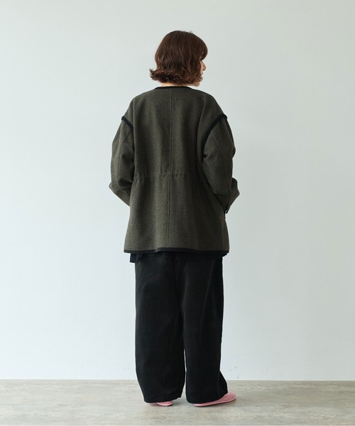 yuni(ユニ )の「△British wool micro check haoriコート(その他アウター・レディース・カーキ/ブラック・FREE)」の8枚目の写真