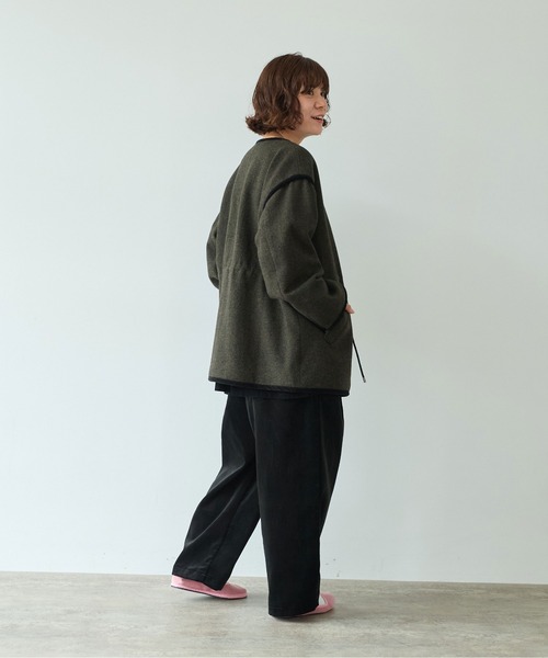 yuni(ユニ )の「△British wool micro check haoriコート(その他アウター・レディース・カーキ/ブラック・FREE)」の9枚目の写真