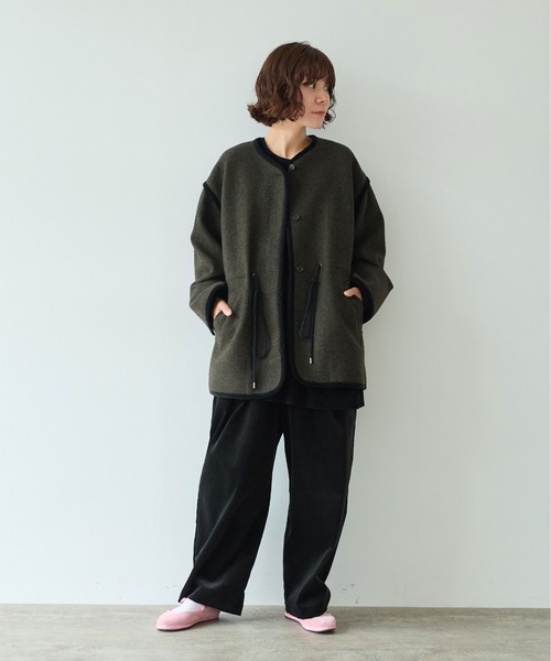 yuni(ユニ )の「△British wool micro check haoriコート(その他アウター・レディース・カーキ/ブラック・FREE)」の4枚目の写真