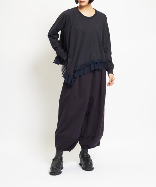 gomme(ゴム)の「20/-天竺 ヘムフリルT(Tシャツ/カットソー・レディース・ホワイト/ブラック/ネイビー/チャコールグレー・MEDIUM)」の21枚目の写真