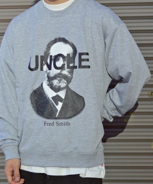 MODISH GAZE(モディシュガゼ)の「【MODISH GAZE】裏毛 クルーネック 長袖 BIG スウェット UNCLE(スウェット・メンズ・オフホワイト/杢グレー・MEDIUM/LARGE)」の2枚目の写真