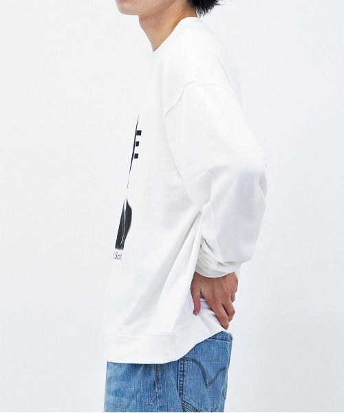 MODISH GAZE(モディシュガゼ)の「【MODISH GAZE】裏毛 クルーネック 長袖 BIG スウェット UNCLE(スウェット・メンズ・オフホワイト/杢グレー・MEDIUM/LARGE)」の5枚目の写真