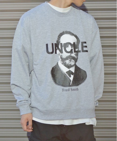 MODISH GAZE(モディシュガゼ)の「【MODISH GAZE】裏毛 クルーネック 長袖 BIG スウェット UNCLE(スウェット・メンズ・オフホワイト/杢グレー・MEDIUM/LARGE)」の7枚目の写真