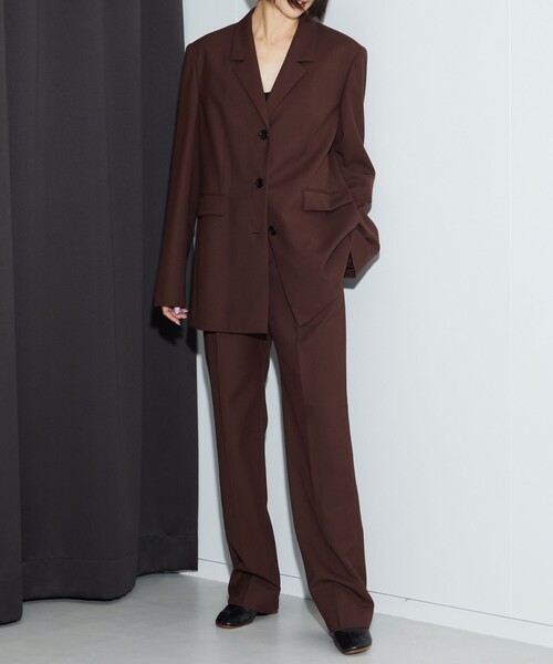 赤川英　パンツスーツ　ブラウン　リボンタイ　ウエストリボン　日本製 赤川英 パンツスーツ ブラウン リボンタイ ウエストリボン 日本製 楽天