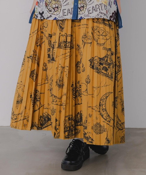 iS ScoLar（イズスカラー）の「553213：パリ・アート柄 リバーシブルプリーツスカート（スカート・レディース・ネイビー/ブラウン/ブラック・M）」の3枚目の写真