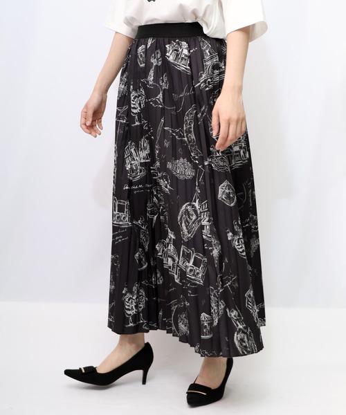 iS ScoLar（イズスカラー）の「553213：パリ・アート柄 リバーシブルプリーツスカート（スカート・レディース・ネイビー/ブラウン/ブラック・M）」の11枚目の写真